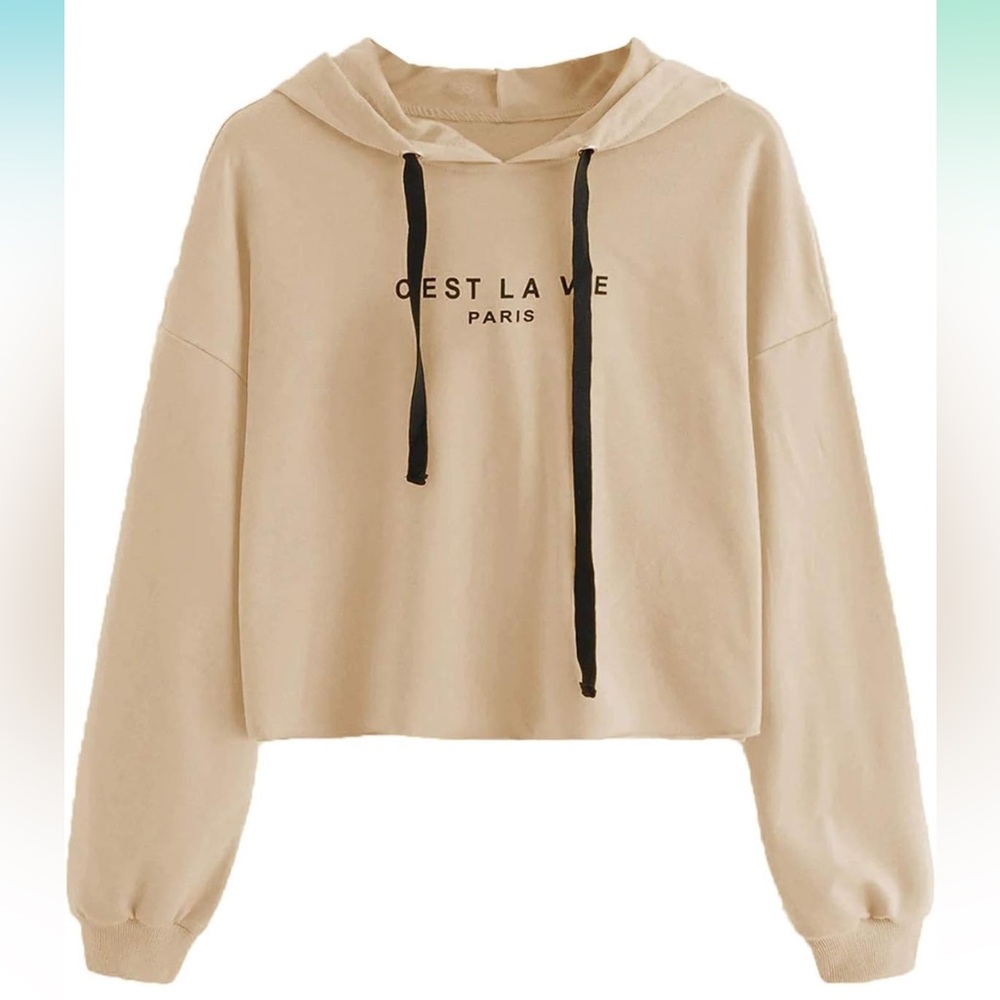 SweatyRocks Letter Print Crop Top Hoodie